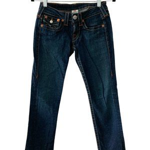 True Religion Billy 25x27.5 Straight Leg Dark Blue Denim Jeans